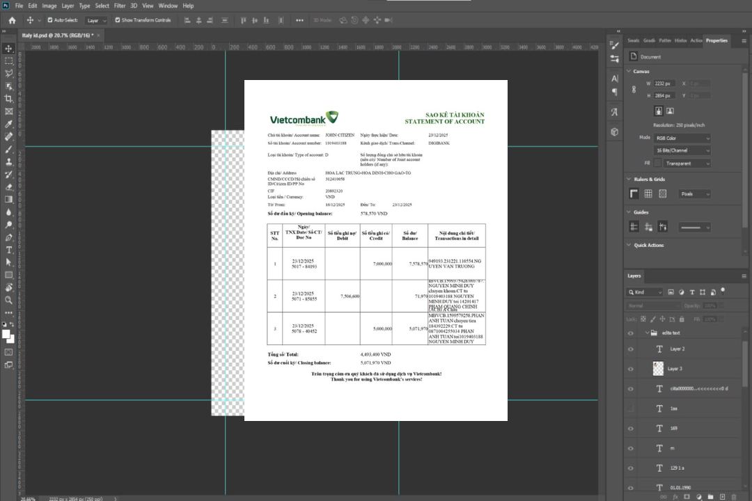 Modèle Word et PDF de relevé de compte Vietnam Vietcombank, version 2 template Modèle Word et PDF de relevé de compte Vietnam Vietcombank, version 2 template